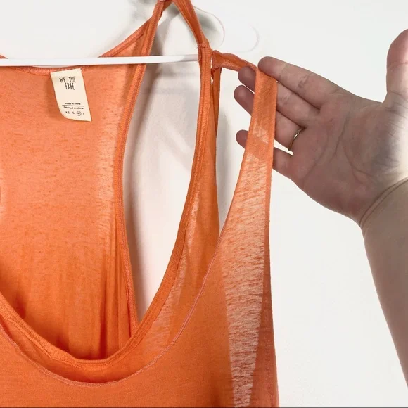 FREE PEOPLE We The Free Karmen Double Layer Tank Top Coral Orange Medium - Picture 5 of 8